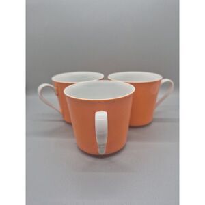 Set Of (3) Vintage Yamaka Contemporary Orange Japan Coffee Cups Mugs
